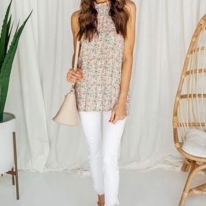 High neck sleeveless floral top